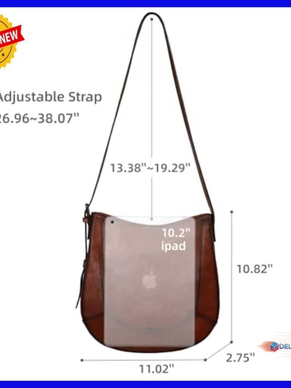 Genuine Leather Hobo Crossbody Bag with Adjustable Strap for Women